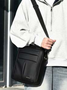 1pc Black Fashionable Briefcase, Minimalist Stylish Business Backpack - Rectangle - View 8