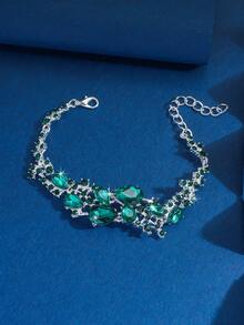 1件女士手链，水滴形玉石水晶手链，闪亮多石设计，适合晚宴、婚礼、情人节等场合佩戴 - 5320 - 查看 5