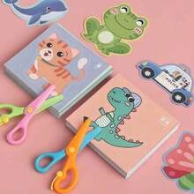 90Pcs Kids Cartoon Paper Cutting Craft Set, Assorted Pattern DIY Hand‑Cut Paper Art Kit, Educational Creative Handmade Toy For Children - Multicolor - View 2