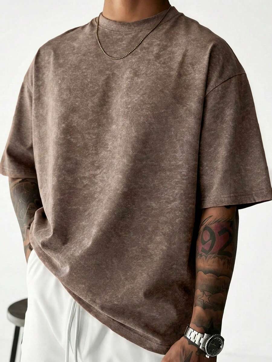 Simple Studio | Men's Vintage Minimalist Solid Color Washed Short Sleeve T-Shirt | Suitable For Summer Wear | Comfortable & Breathable | Leading Fashion