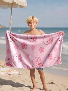 1pc Cute Jellyfish Print Pink Children Beach Towel, Super Soft Microfiber Extra Large Beach Blanket, Highly Absorbent Bath Towel, Suitable For Travel, Swimming Pool, Diving, Surfing, Yoga, Camping, Available In Multiple Sizes, Beach Accessories - Multicolor - View 7
