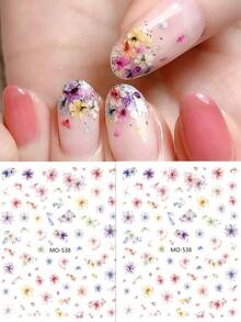 2pcs New Spring Wildflower Nail Stickers - Spring Dried Flower Design Including Various Blooming Floral Materials Nail Decals For Women For Nail Design Decoration DIY - Multicolor - View 6