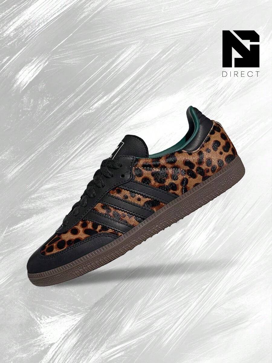 Adidas Samba OG Black Green Leopard (Women's)– Women's Lifestyle Sneakers – Shoes For Woman-Vintage-Spring & Summer-Inspired Running Shoes, Shock-Absorbing Comfort, Gym To Streetwear Casual Wear-Easter Gift– JI2735 - Core Black/Collegiate Green/Cream White - 查看 1