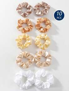 10pcs/Set Colorful Fabric Scrunchies, Stretchy Hair Ties, Versatile Hair Accessories, Suitable For All Seasons Scrunchy Hair Ties Ponytail Holders,Summer,Holiday,Travel - Multicolor - View 16