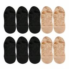 1/5/10 Pairs Of Women's Summer Lightweight Breathable Style Lace Pattern Casual Boat Socks - Multicolor - View 8