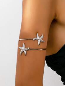 1 Stück modischer, lässiger Armreif mit Seestern, Strandresort Accessoire für Frauen - Silber - Übersicht 7