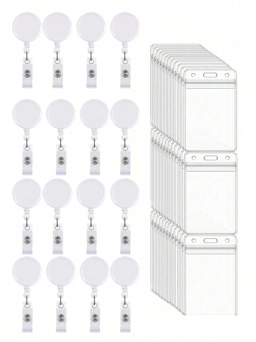 20/10/12件/套 可伸缩证件夹，竖式身份证夹，带夹子，带名片夹 - 易拉扣+卡套 - 查看 1