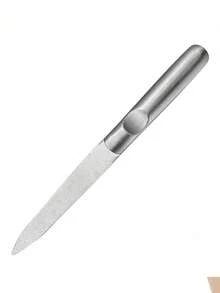 1 pieza Lima de uñas de acero inoxidable de doble cara, mango cóncavo, lima de uñas de papel de lija, cortaúñas antideslizante - Plateado - Ver 9