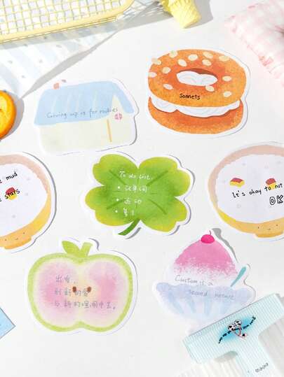 1 Blocco note decorativo a forma carina, serie di collezione dolce, adatto come regalo, per ufficio, casa, etichette, aula, giocattoli per intrattenimento, planner per studenti, adesivi decorativi vintage creativi fai-da-te