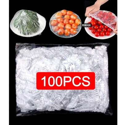 100pcs/400pcs Elastic Plastic Food Covers, Adjustable Stretch Bowl Sealing, Kitchen Cling Wrap, Mixed Colors, For Leftover Storage Kitchen Items Kitchen Accessories Kitchen Tools