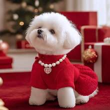 Red Fluffy Winter Dress For Small Pet Dogs & Cats, Princess Tutu Skirt, Clothing For Poodle, Hairless Cat, Bichon Frise - Red - View 16