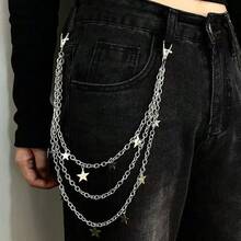Harajuku Punk Five-Pointed Star Pendant Waist Chain, Street Style Metal Chain Personalized Pants Chain  Iron Alloy - Bạc - Xem 1