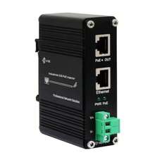 E-link Inyector industrial endurecido 2.5G PoE+ adaptador PoE+ de entrada de 12 ~ 48 V IEEE802.3af/at 30 W de salida de hasta 330 pies riel DIN y montaje en pared - Inyector PoE de 25 G y 30 W - Ver 2