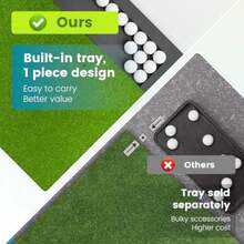 Golf Hitting Mat with Ball Tray 5x4/ 6x4 ft 26mm/ 31mm Thick Pro and Elite Turf with Swing Path Line Premium Golf Practice Mat for Indoor and Outdoor Swing Chipping Training - Césped PRO de 6*4 pies – 26 mm - Ver 4