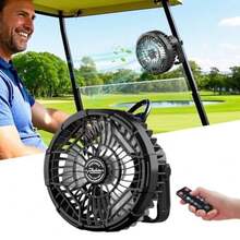 Roykaw Golf Cart Fan 10400 mAh Rechargeable Battery Powered 24 Hrs Work Portable Fan with LED Light for Nighttime Drive Cordless Remote Control Compatible with EZGO Club Car  1PC - 2 - Ver 9