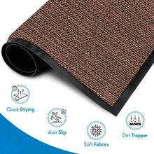 Washable Doormat Runner Non-Slip Rubber Backed Dirt Trapper Indoor Home Decor Rug - Red - View 4