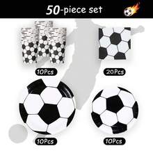 80pcs Football Themed Football Disposable Tableware Set, Includes Disposable Plates, Napkins, And Paper Cups , Perfect For Sports Party, Camping, Barbecues, Picnic, Wedding, Party And Birthday, Suitable For Sports Party Decorations, Home Decorations, Birthday Decorations, Wedding Decorations, Which Perfect Footabll Party Supplies, Bbq Supplies, Football Game Viewing Parties, Birthday Party Supplies - Multicolor - View 21