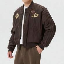 adidas CNY馬年限定新年款 PADDED BOMBER JACKET 飛行員挺闊運動休閒寬鬆夾克 男款 - 咖色 - 查看 4