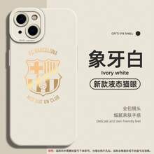 [24-Hour Local Shipping] Apple  22-25 Galaxy Compatible Football Series Barcelona Gold Team Emblem Phone Case For Apple  17 15 Pro Max 16 - White - View 3