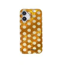 1个极简主义小众风格黄色波点箔面纹理手机壳，手机保护套 - 兼容 17 Air 16 15 14 13 12 11 Pro Max Plus，简约时尚手机壳 - 黃色 - 查看 4
