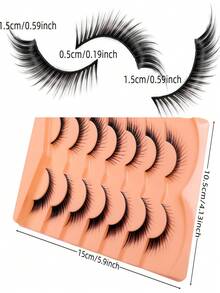 Pestañas postizas con estilo de ala inclinada al estilo de zorro! Set de 7 pares de pestañas falsas con ojos de zorro, con las pestañas delanteras cortas y las traseras largas, tipo muñeca de anime con pestañas con alas - Negro - Ver 5