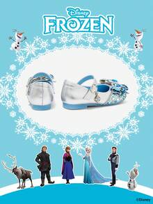 Disney 1 đôi giày công chúa có bản quyền, thích hợp cho việc đi lại hàng ngày và các hoạt động ngoài trời trong kỳ nghỉ, thoải mái, chống trơn trượt, thoáng khí (Giày bệt trẻ em, giày bé gái, giày công chúa, giày nữ hoàng) - Màu xanh nhạt - Xem 3