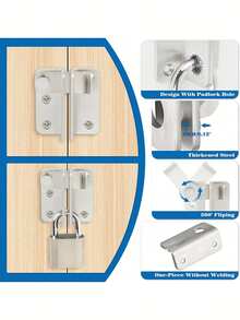 1pc Stainless Steel Gate Latch With Padlock Hole, Heavy Duty Anti-Rust Flip Latch Slide Bolt Latch, Safety Door Lock Catch For Barn Garage Garden Shed Bathroom Cabinet Pet Cage Fence Sliding Door Window - Multicolor - View 3