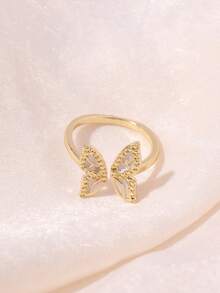 1枚蝴蝶形双环戒指，个性化设计，优雅指环，时尚独特的开口戒指 - 1pcs - 查看 11