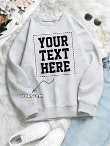 Áo nỉ cổ tròn màu xám dành cho nữ, in hình theo yêu cầu. Có thể dùng làm quà tặng cho bất kỳ ai hoặc làm quà kỷ niệm cho cặp đôi. - Xám - Xem 1