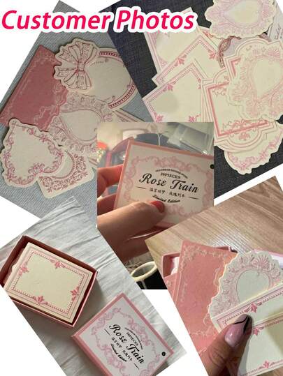 30 Sheets Vintage Embossed Memo Pad, Sweet Macaron Color Paper With Floral & Bow Details, Relief Printing Writable Note Cards For Journaling & Scrapbooking Christmas Gifts