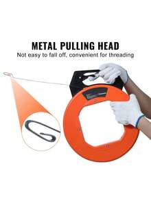 Fish Tape, 240-Foot, 1/8-Inch, Steel Wire Puller With Optimized Housing And Handle, Easy-To-Use Cable Puller Tool, Flexible Wire Fishing Tools For Walls And Electrical Conduit, Non-Conductive - Orange - View 6