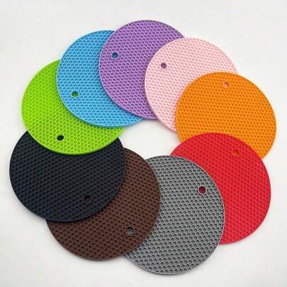 Round Honeycomb Silicone Heat Resistant Mat, High Temperature Non-Slip Pad Suitable For Hot Plates, Soft Heat Insulation Desk Mat, Easy To Clean Thick Insulation Pad For Home Kitchen And Office, Perfect Gift For Mother's Day And Father's Day, Multiple Colors Available