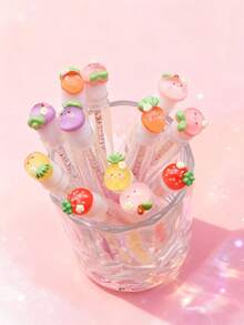 1/3/5/7件透明水果卡通图案睫毛刷眉刷便携管状化妆睫毛刷眼部化妆工具 - 彩色 - 查看 1