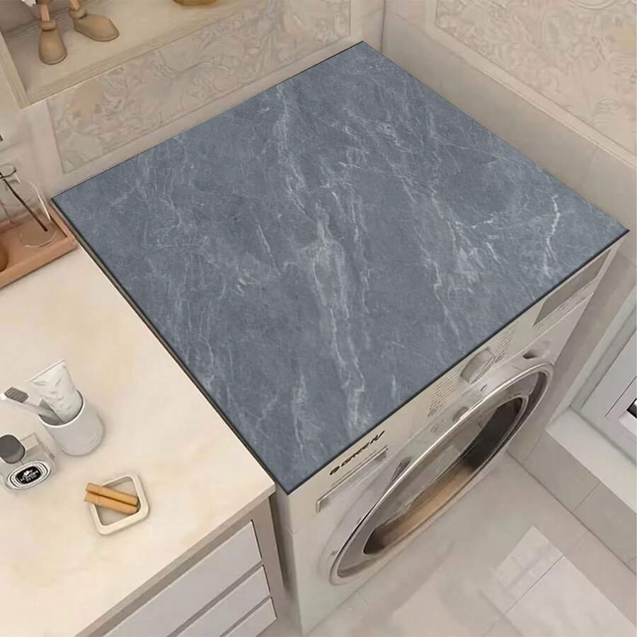 1pc High-End Gray Marble Texture Design, Warm Home Atmosphere, Diatomite, Non-Slip, Suitable For Washing Machine Cover Pad, Dryer Cover Pad, Coffee Machine Pad, Kitchen Countertop Pad. Multi-Purpose Household Mat - Sophisticated Gray Marble Texture Design In 3 Colors - View 1
