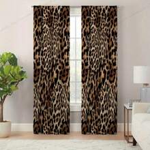 2片豹纹窗帘，适合客厅和卧室的现代风格窗帘 - 彩色 - 查看 1