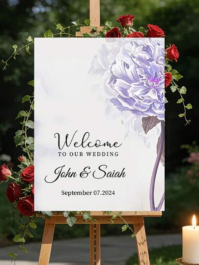 Customizable Wedding Welcome Sign, Can Personalize With Text, Photos And Names. Wedding Reception Poster, Outdoor Wedding Decor, Suitable For Ceremony And Reception. "Welcome To Our Wedding" Sign, Wedding Ceremony And Reception Signage, Modern Design.