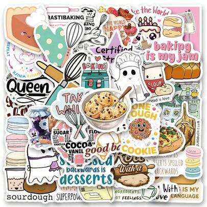 61 Pcs Baking Stickers For Holiday Decorations, Laptops, SkateboardsStickers, Art & Crafts, A Vibrant And Aesthetically Graffiti Set, Perfect For Journals, Scrapbooks, And Party Supplies