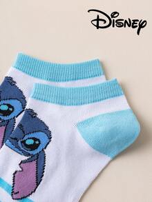 5 Pairs Disney Stitch & Mickey Mouse Printed Ankle Socks, Breathable & Comfortable Summer Invisible Socks, Novelty & Fashionable Women Socks - Multicolor - View 4