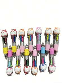 6/12/24/30pcs Set Random Cartoon Cute 4-Color Mini Ballpoint Pens, Suitable For Students, 4-Color Mini Ballpoint Pens, Craft Pens, Colored Pens, 4-Color Ink, Student Office Stationery Gift Box Set, 0.7mm Refill, Back To School Essential, Learning Supplies - Multicolor - View 5