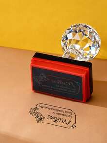 1/2 Pieces Custom Text Square Address Stamp With Crystal Handle, Personalized Pattern Address Stamp, Personalized Wedding Stamp, Personalized Anniversary Stamp - Style a - View 5