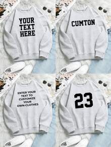 Customized Round-Neck Hoodie In Gray Pullover Style, Personalized Design. Couple's Embrace Photo. You Can Freely Add Photos, Text And Music. It Can Be Given As A Gift To Your Lover. Valentine's Day Gift - Grey - View 2
