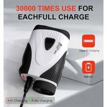 Golf Rangefinder with Slope and Pin Lock Vibration 1000YD Golf Range Finder 6X Magnification and HD LCD Rechargeable with Magnetic Stripe Laser Range Finder for Golf - En blanco y negro - Ver 7