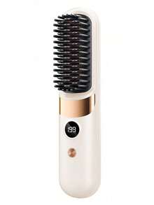 New USB Rechargeable Hair Straightener Brush, Wireless Portable Negative Ion Hair Straightener, 2-In-1 Straightening & Curling Styling, 1800mAh Battery Capacity, Suitable For Home Use And Holiday Gifts - Multicolor - View 11