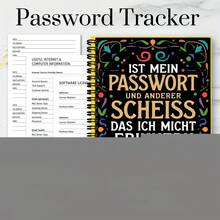 1本德文螺旋装订密码笔记本 - 优雅黑色封面，金色锁扣设计，用于互联网网站登录密码管理，安全密码日志，保持井然有序，计划本，密码簿，密码管理，装饰封面，螺旋装订 - A5 - 查看 2