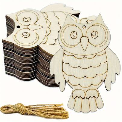 10pcs/20pcs Wooden Owl-Shaped Wood For DIY Painting And Doodling Crafts, Wooden Hanging Ornaments And Decorations For Festivals, Weddings, Home Parties, And Birthday Decorations