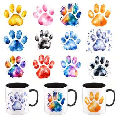 CHNVICK 12 SZTUK/ZESTAW Naklejki samoprzylepne UV DTF na kubki do kawy, butelki na wodę, wystrój domu, laptopy i lodówki (kubek nie jest dołączony)