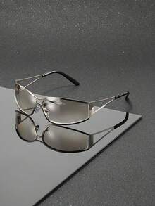 Y2K Retro Futuristic Glasses, Unisex, Unique Hollow-Out Luxury Frame, Slimming Daily Commute Essential - Multicolor - View 13