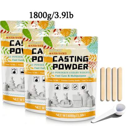 1800g Resin Casting Powder (Packaging Upgrade), 20-30 Minutes Demold, Water Activated Plaster Powder For Craft Casting, Easy Mixing And Self Leveling, Plaster Powder Casting Kit For DIY Home Art.