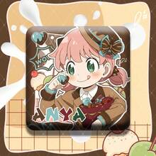Anime Food Party Series Anya Personal Badge, Square Double-Sided Glitter Badge, Gift, Holiday Gift, Birthday Gift, Perfect Gift - Multicolor - View 13