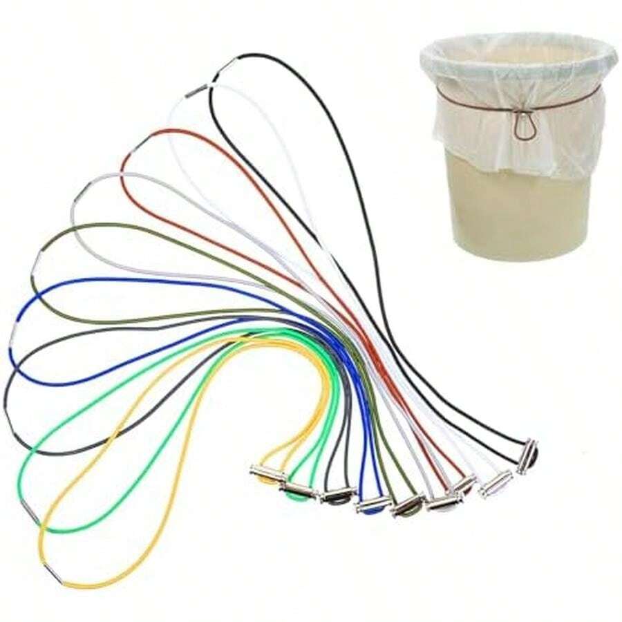 9 PCS Garbage Can Bands, Trash Can Bands Fits 8-33 Gallon Trash Cans Large Rubber Band Heavy-Duty Garbage Bag Holder For Kitchen Home Office School (9 Colors) - / - View 1